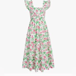 Hill House Ellie Nap Dress in Pink Roses Poplin, Size Small